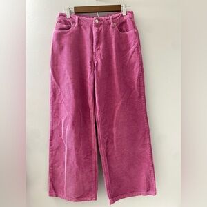 Chic Corduroy Pants Wide Leg Pink Womens Medium Casual 100% Cotton - Forever 21